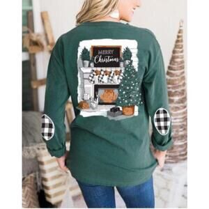 Gameday Couture‎ "I'll Be Home" Holiday Elbow Patch Shirt Women's XXL NWOT